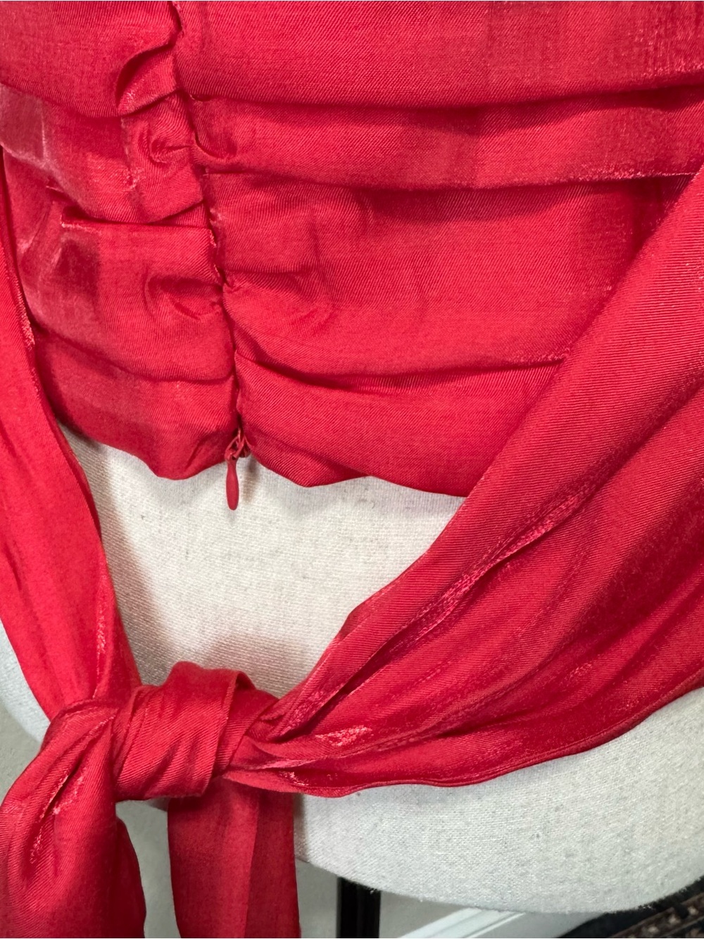 CIEBON | Farrah Shimmer Satin Red Puff Sleeve Shirt Blouse XS NWT - Picture 11 of 16